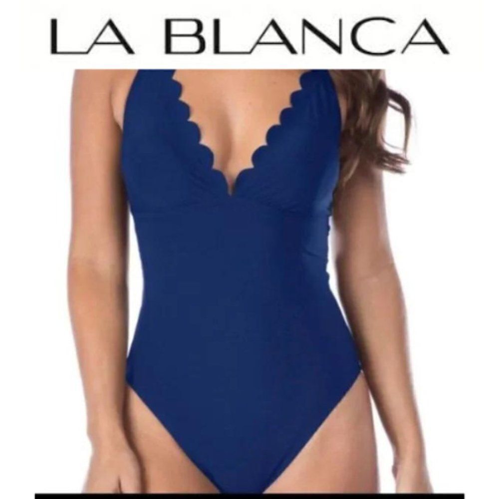 La Blanca Sz 22 V-Neck Strappy One Piece Swimsuit